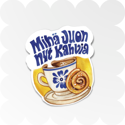 MINÄ JUON NYT KAHVIA-tarra