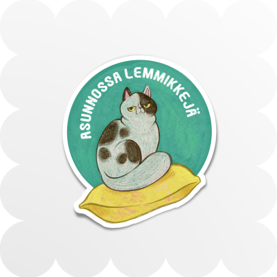 ASUNNOSSA LEMMIKKEJÄ-tarra